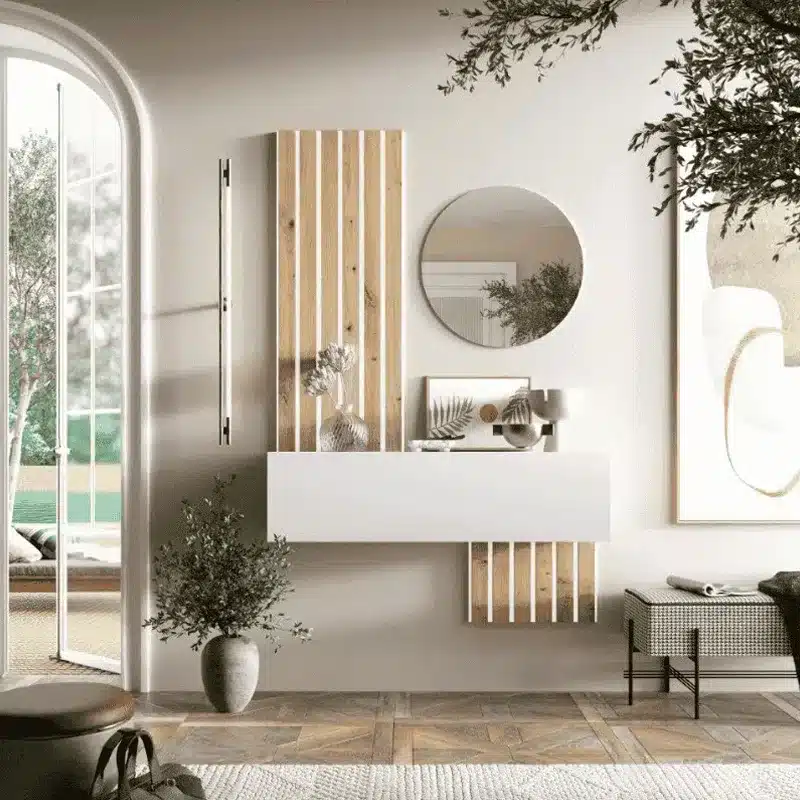 mueble de entrada con palilleria